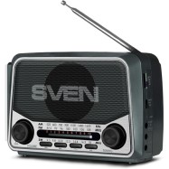SVEN Радиоприемник SRP-525, gray(3W, FM/AM/SW, USB, microSD, flashlight, battery)