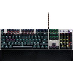 Wired Gaming Keyboard,Black 104 mechanical switches,60 million times key life, 22 types of lights,Removable magnetic wrist rest,4 Multifunctional control knobs,Trigger actuation 1.5mm,1.6m Braided cable,RU layout,dark grey, size:435*125*37.47mm, 840g