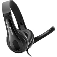 CANYON CHSU-1 basic PC headset with microphone, USB plug, leather pads, Flat cable length 2.0m, 160*60*160mm, 0.13kg, Black;