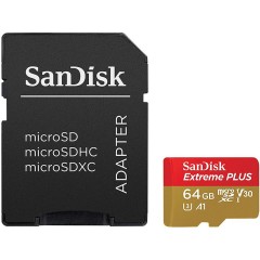 SanDisk Extreme Plus microSDXC 64GB + SD Adapter + Rescue Pro Deluxe 170MB/<wbr>s A2 C10 V30 UHS-I U3; EAN: 619659169473