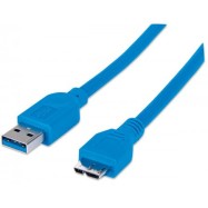 Кабель Manhattan USB 3.0 A(M) - micro B(M) 1м Синий