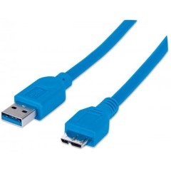 Кабель Manhattan USB 3.0 A(M) - micro B(M) 1м Синий